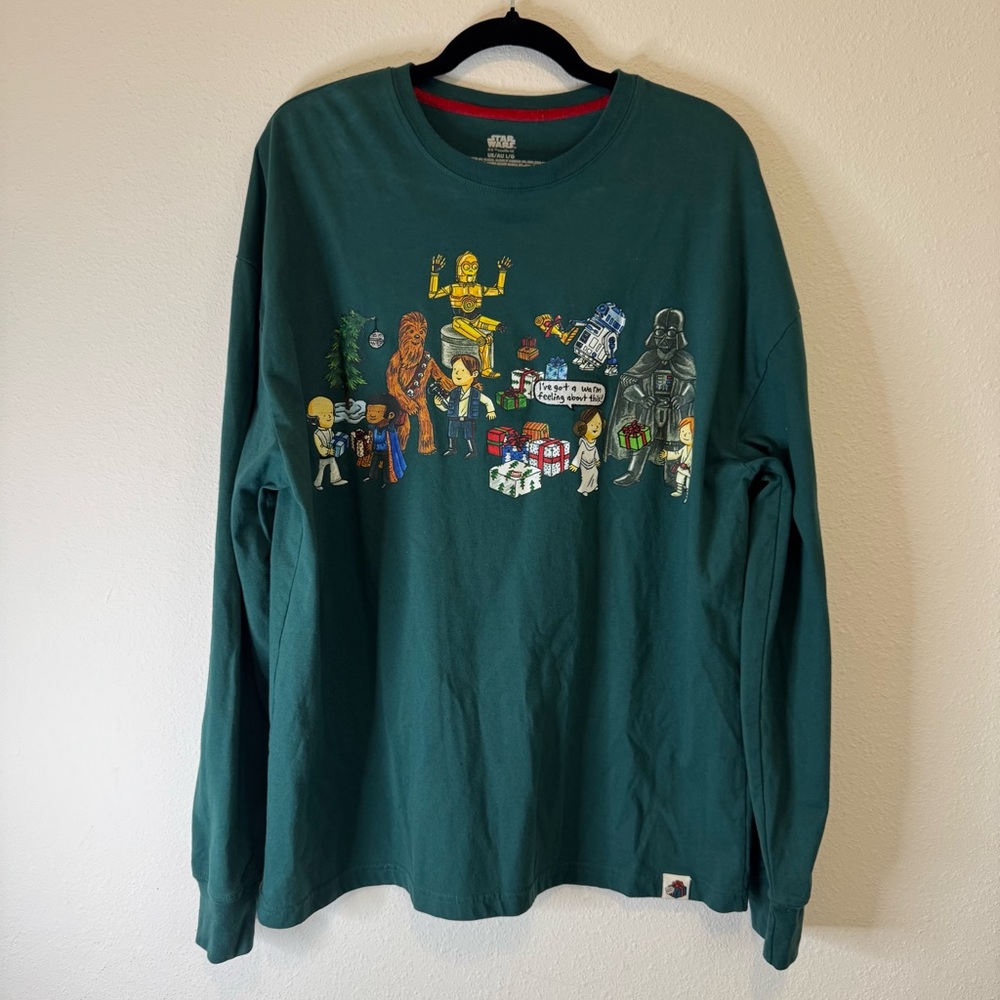 Star Wars Long Sleeve green christmas Men's Large From Disney World- Unisex